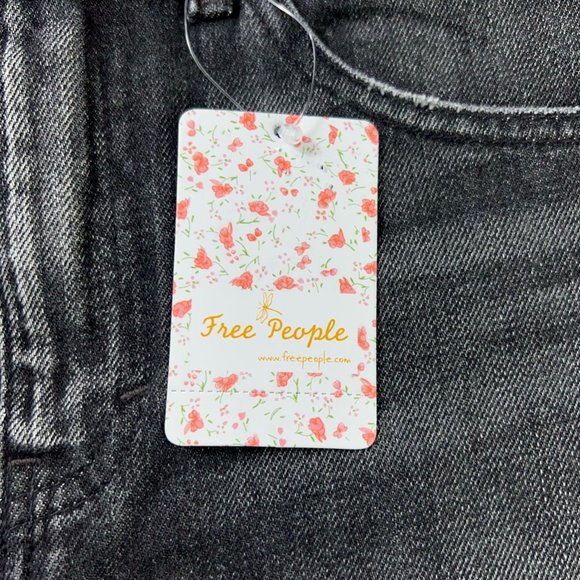 We The Free People Womens Bailey Mini Skirt Black Pockets Frayed Denim 24 New - Picture 7 of 12